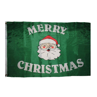 YAOYANG ธงโพลีเอสเตอร์แบบกำหนดเองสีเต็มรูปแบบ Merry Christmas Flag 3x5