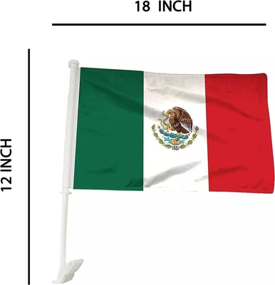 หน้าจอธงรถที่กำหนดเองพิมพ์ธงรถเม็กซิโกพร้อมเสาพลาสติก