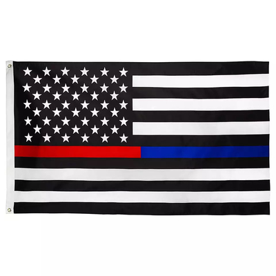 ธงอเมริกันโพลีเอสเตอร์พิมพ์ดิจิตอล 3x5 ฟุตบางสีน้ำเงินสีเหลืองสีแดงสีเขียวเส้นสีเทาธง
