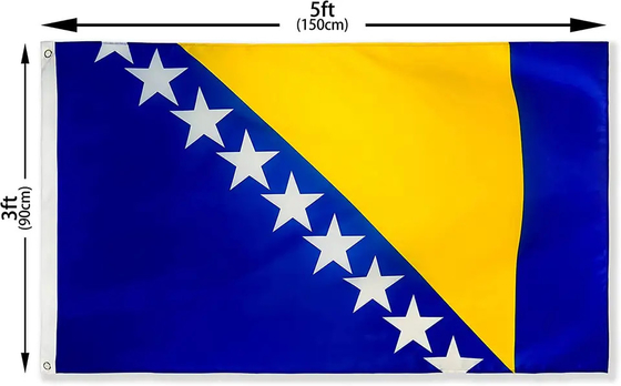จัดส่งที่รวดเร็ว 150x90 ซม. ธงโลกโพลีเอสเตอร์ธงบอสเนียและเฮอร์เซโกวีนา